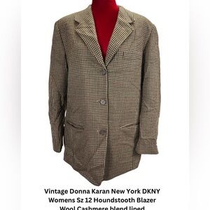 Women’s vintage wool cashmere blend blazer jacket Donna Koran, DKNY sz 12 USA